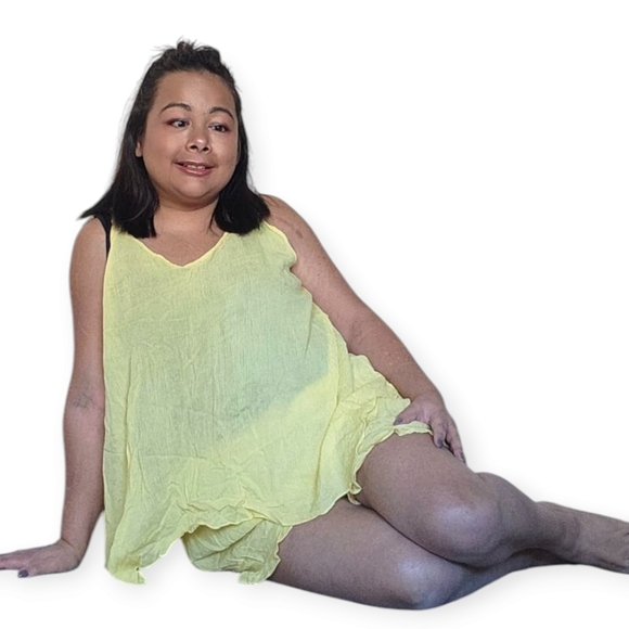 Womend XXL Sunny Yellow Sleeveless Top and Shorts Pajama Sey - Picture 9 of 10